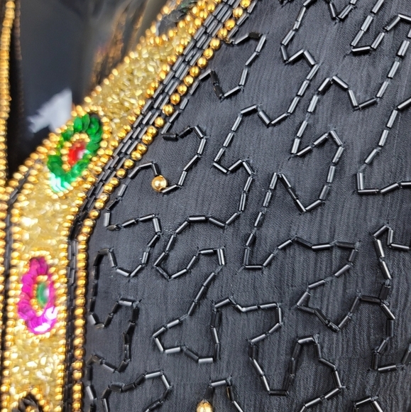 *VINTAGE*TAN CHHO Silk Sequin Jeweled Beaded Jacket - Picture 3 of 16